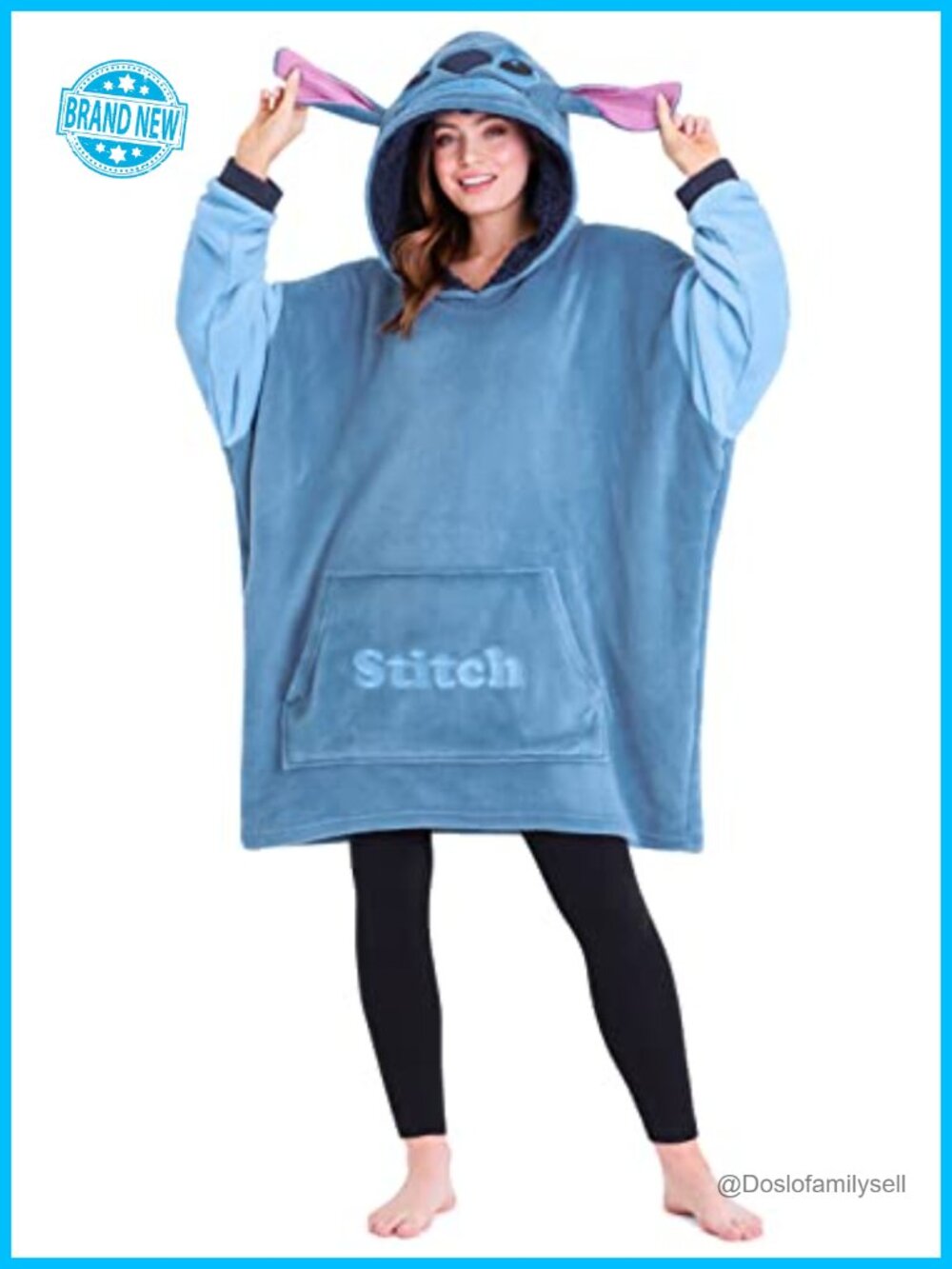 Oversized Fleece Hooded Poncho One Size Sherpa Lined Kangaroo Pocket